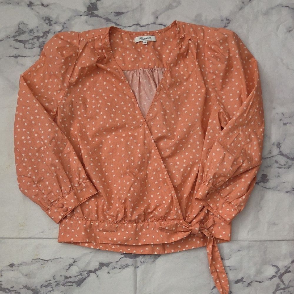 Madewell Peach Star Wrap Blouse